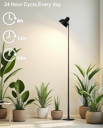yadoker Plant Grow Light for Indoor Plant, Aluminum LED Grow Light,Elevating Plant Lamp,Height Adjustable,Automatic Timer with 8/12/18Hours,10-Level Brightness,Ideal for Large Plant Grow - color: Black