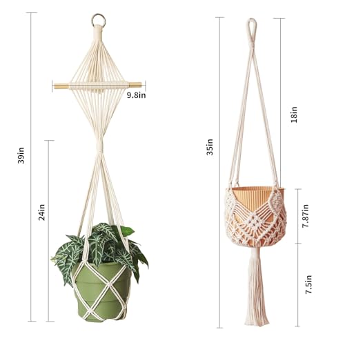4 Pack Macrame Plant Hangers Indoor Up to 10 inch Pot, Boho Hanging Planters, Plant Holder with 8Pcs Stainless Steel Hooks(4Pcs Black Hanger) - color: 4pcs Black Hanger