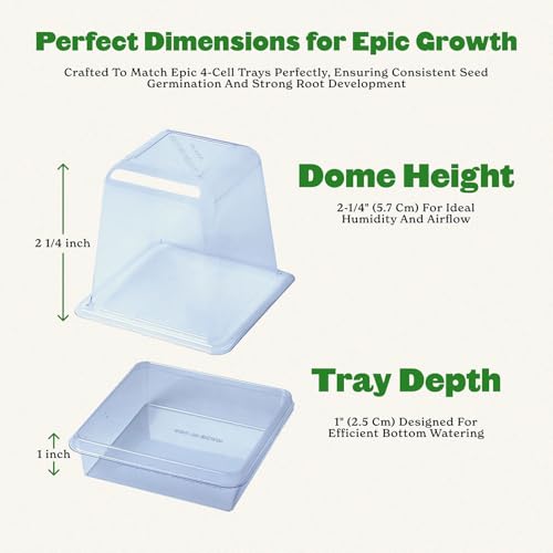 Epic Gardening Reusable Germination Domes & Trays - Easy Watering Seed Starting - Gardener Friendly Plant Trays for Seedlings | UV-Treated & BPA-Free (8)