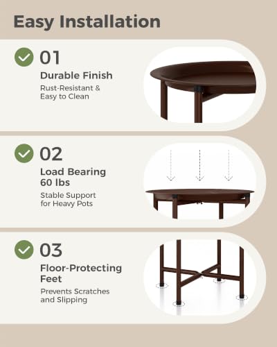 Bamworld Metal Plant Stand 15 (Brown) - color: Brown