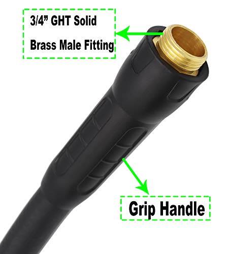 Hybrid Lead In Garden Hose 5/8 IN. x 10 FT, Heavy Duty, Lightweight, Flexible with Rotatable Grip Handle and Solid Brass Fittings - size: 10 FT