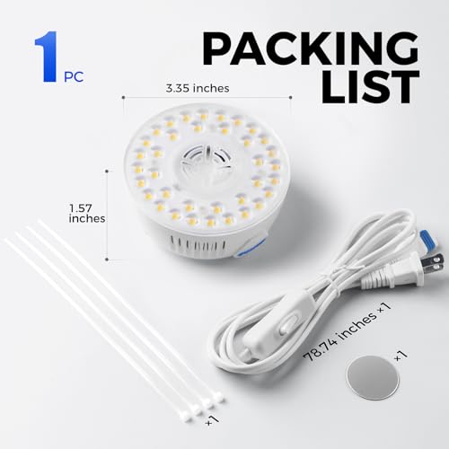 Barrina Orbgrow OG09 Puck Grow Light, 9W 5000K, 1 Pack, White - color: 5000K-White Cover, size: 1 Pack without Timer