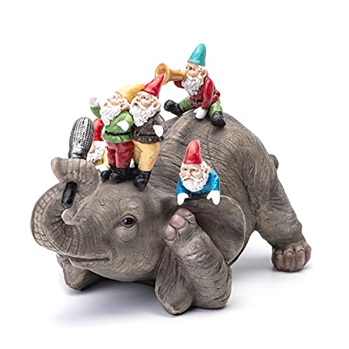 Elephant Dwarf Garden Statue Garden Gnomes Outdoor Funny Garden Gnomes Yard Ornaments Lawn Ornaments Home Gift for Women and Mother's Day 7.0 inch