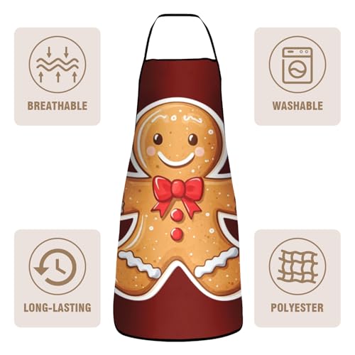 Funny Apron for Men Women Baking Gardening Sewing BBQ Waterproof Cute Gifts - color: Gingerbread