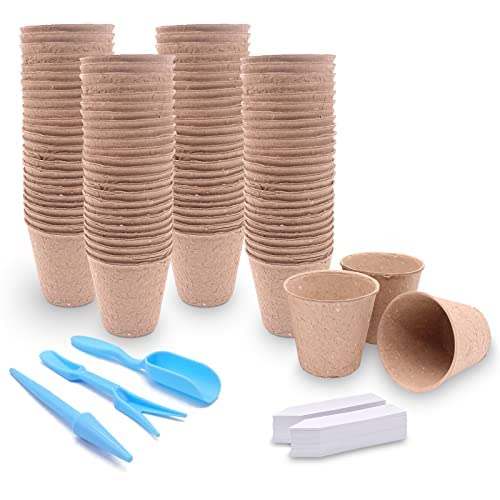 100 Pack 3.15 In Mini Flower Pots Disposable Plant Pots with Labels,Tools