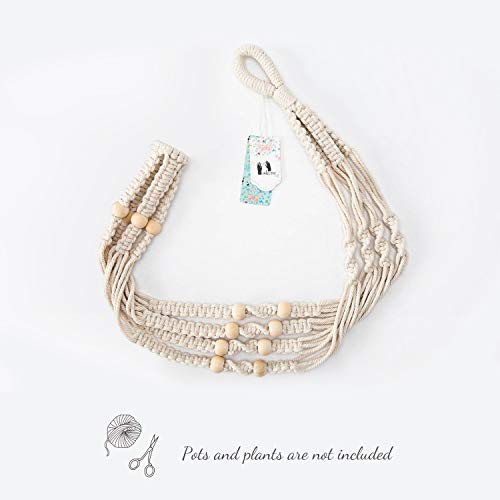 Mkono Macrame Plant Hanger Indoor 35 Inch Hanging Planter Basket Ivory 1Pc - color: Ivory