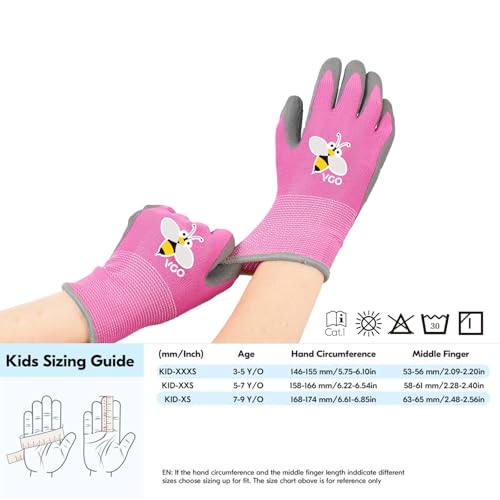 Vgo... 1-Pair Age 5-7 Kids Gardening Gloves, Children Yard Work Gloves, Soft Safety Rubber Gloves (XXS, Purple, KID-RB6013) - color: 1 Pair - Purple, size: XXS Age 5-7 (Pack of 1)