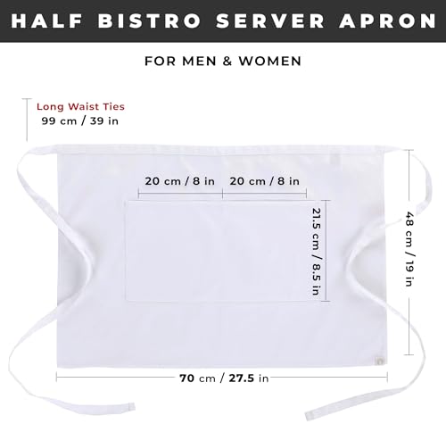 Chef Works Unisex Half Bistro Server Apron - color: White, 1 Pack