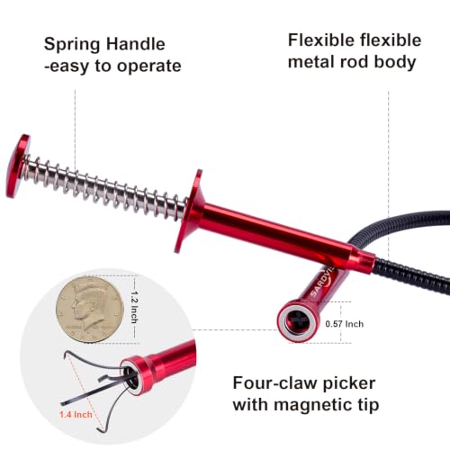 Bendable Flexible Magnetic Pickup Tool, 24'' Four Claw Grabber Tool, Accurate Pick Up In Narrow Space for Engine Bay/Home Sink/Drain/Earring/Keys/Metal Objects (Magnetic orientation) (Pack of 2) - size: Magnetic Directional Bend Pickup Tool (Pack of 2)