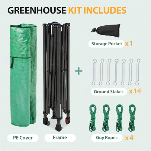 EAGLE PEAK 8x6 Easy Setup Pop Up Greenhouse, Clear/Green - color: Clear/Green, size: 8x6