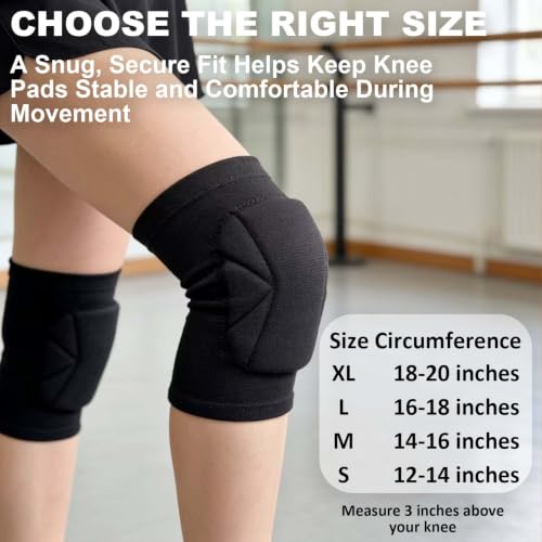 Volleyball Knee Pads for Men Women, Soft Sleeves with Thick Foam, Black M - size: Medium