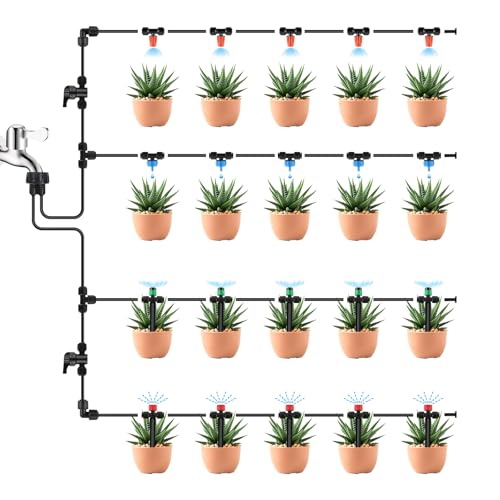 Kalolary 30Pcs Push-to-Fit Drip Irrigation Emitters for 1/4" Tubing - size: 1/4” Push-to-Connect Tee- Vortex- 30P Green