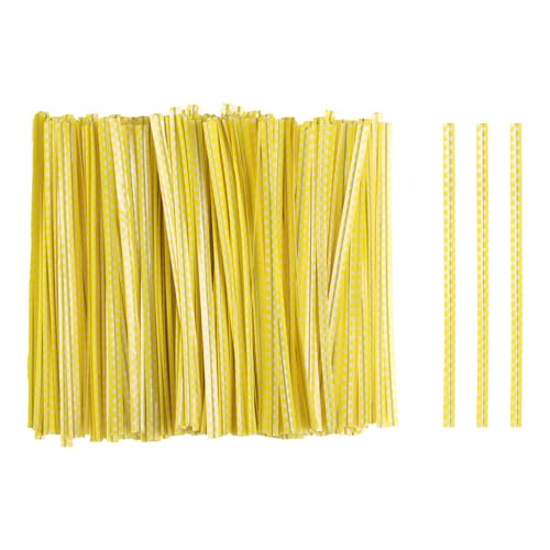 HARFINGTON 500pcs Bag Twist Ties 4" Reusable Plastic Twist Ties Wire Cable Ties for Party Bread Candy Cake, Yellow - color: Yellow