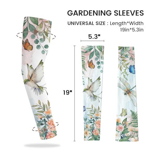YPHCDO Gardening Sleeves for Women Sun Protection Cooling Arm Sleeves - color: Green White