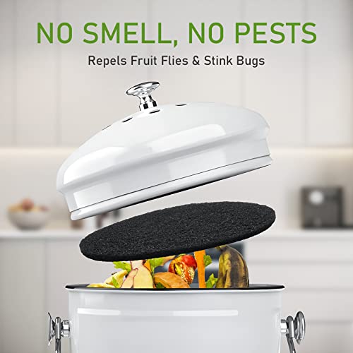 Charcoal Filters for Kitchen Compost Bin, 10 Pack Compost Filters for Countertop Bin Pail Replacement, Activated Charcoal Home Bucket Refill Sets, Round 6.7 Inch