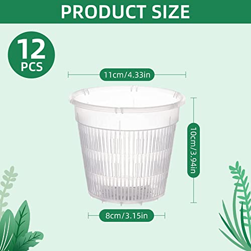 Orchid Pot 4 inch Orchid Pots with Holes 12 Pcs Clear Plastic Orchid Pots Slotted for Repotting Clear Nursery Net Plastic Flower Plant Pot Indoor Outdoor (4.3inch, 12pcs) - size: 4.3 Inch