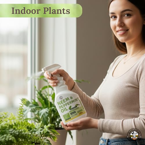 Neem Oil Spray for Plants with Peppermint - Makes 320 Fl Oz - 20 Times Refill- DIY Kit 16 Oz | Indoor & Outdoor Leaf Wash & Shiner, Multi Purpose