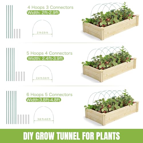 50 Pack Garden Hoops for Raised Beds, 10 Sets Fiberglass with PVC - color: Green-50P
