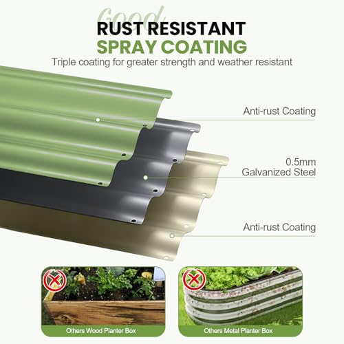 G GOOD GAIN Round Raised Garden Bed Outdoor, 2x2x1ft, 2Pcs, Olive Green - color: Olive Green, size: 2x2x1 FT (2 Packs)