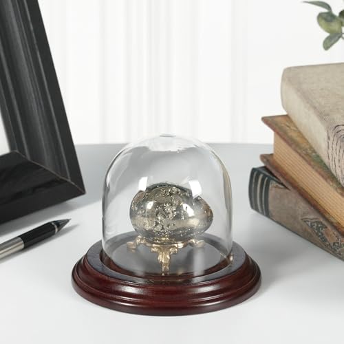 Plymor 3" x 3" Glass Display Dome Cloche (Dark Mahogany Veneer Base) - color: Dark Mahogany Veneer Base