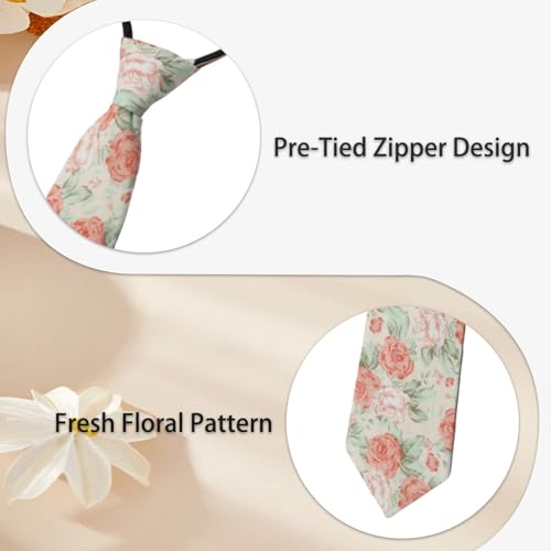 Pre Tied Floral Ties for Men Cotton Zipper Tie Colorful Necktie - color: Style-03