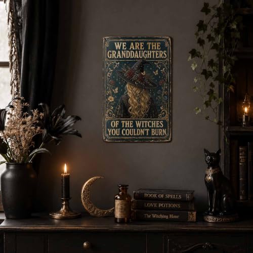 Halloween Metal Art Sign Granddaughters of Witches Wall Decor - color: 03A