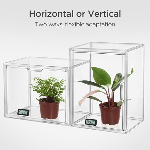 HBlife Mini Greenhouse for Indoor, Clear Stackable Green House with Magnetic Waterproof Door for Small Plants Nursery Germination and Display, Tabletop Portable Greenhouse, 14.1x8.6x10.6 Inch (3 Pack) - size: 14.17 x 8.66 x 10.63 Inch (3 PACK)