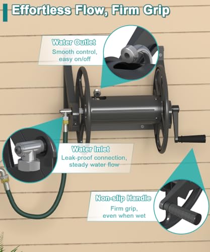 Artigarden Garden Hose Reel Wall Mounted, Outdoor Water Hose Holder Black - color: Black