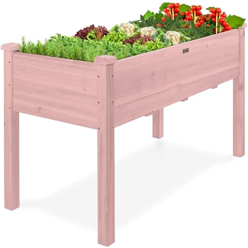 Best Choice Products 48x24x30in Raised Garden Bed, Elevated Wood Planter Box Stand for Backyard, Patio, Balcony w/Bed Liner, 200lb Capacity - Pink - color: Pink, size: 48x24x30in