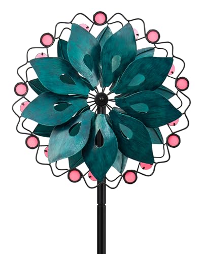 Wind Spinners Outdoor - Metal Garden Wind Spinner with Stake, Windmill for Yard, Gift for Family, 13'' W x 70.5'' H