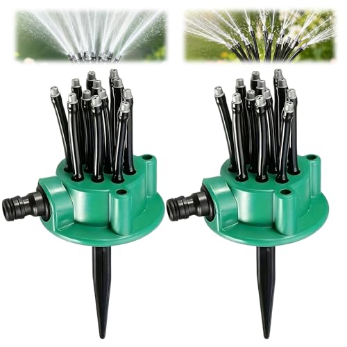 360 Degree Garden Automatic Multi Sprinkler Garden Lawn Sprinklers Roof Cooling Sprinklers Watering, 360 Rotating for Large Area Coverage,Grass Water Sprinkler for Pets Water Fun (2PCS) - color: 2PCS