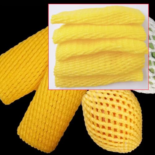 Markeny Fruit Protection Mesh Bags Transport Packing Vegetable Fruit Fragile Items Dedicated Fruit Mesh Bags for Large Supermarkets, Fruit Shops (50PCS Yellow-10x6cm) - size: 50PCS Yellow-10x6cm