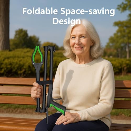 75In Extra Long Grabber Reacher Tool, LEGENDONE Senior Foldable Pickup Tool - color: 75"silver&blue