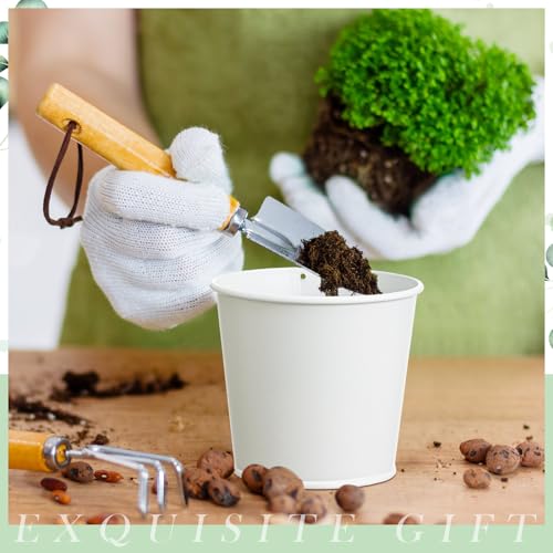 FoldTier 2 Sets Indoor Herb Garden Planter Kit with 10 Metal Pots, White - color: White