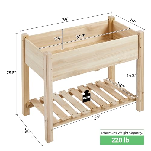 Yaheetech 34" Raised Garden Bed with Legs, Wooden Planter Box, 2Pcs - color: Natural Wood, size: 34" L x 18" W x 30" H(Set of 2)