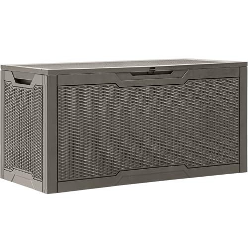 YITAHOME 100 Gallon Resin Deck Box - color: Taupe, size: 100 gallon