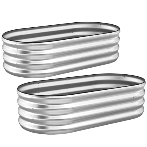 Galvanized Raised Garden Bed Outdoor, 4x2x1FT Planter Box, Silver - color: Silver, size: 4x2x1FT(2PCS)