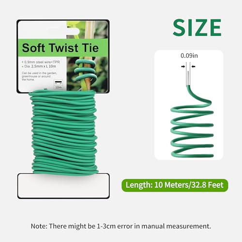 SooGree Plant Ties, 26.2 Feet Soft Twist Garden Ties for Supporting Climbing Plants, Flexible Wire for Tomatoes, Vines, Outdoor Climbing, Vegetables & Office Home Organization(Diameter 3mm) - size: 3MM*8M