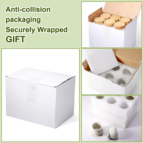 Remerry 6 Pcs 2.5 Inch Mini DIY Ceramic Succulent Pots with Bamboo Tray - size: 2.5 Inch