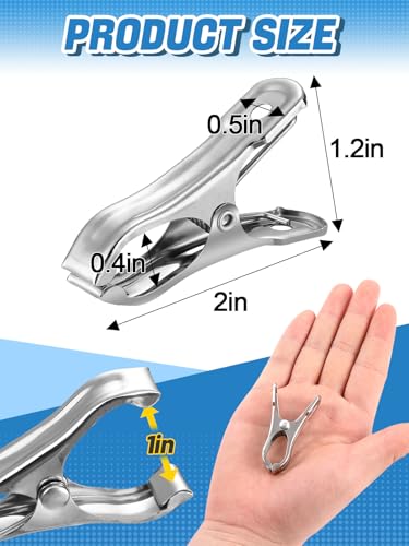 PAMASE 40Pcs Large Open Stainless Steel Garden Clips - style: 40pcs
