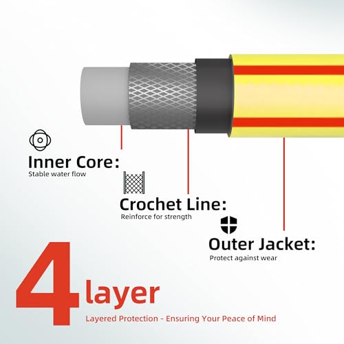 5 ft 3/4” Short Leader Garden Hose, Solution4Patio, Male to Female Fittings - color: Yellow/Red, size: 3/4 in. x 5 ft.