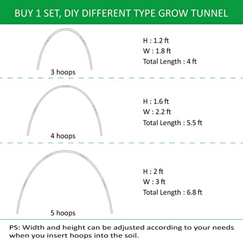 Gardzen Garden Hoops for Raised Beds - size: 17 ft x 6pcs