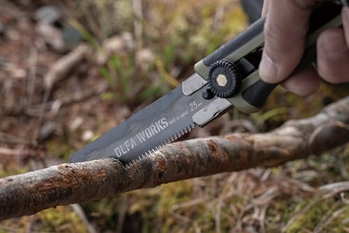 OLFA WORKS Serrated Knife (OW-BCS-1/OD) - Ratchet Lock Handle, Olive - color: Olive