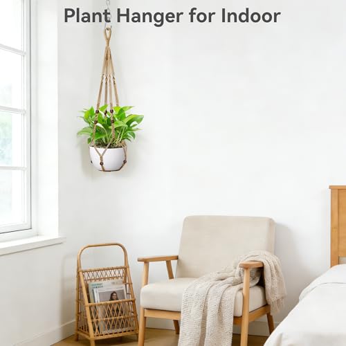 USLAI Macrame Plant Hanger, for Up to 15 Inch Pots, 35 Inch, Brown, 2 Pack - color: Brown, size: 35+35 Inch