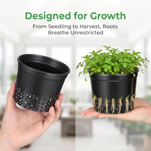 UPKOCH Hydroponic Net Pots, Black Plastic Growing Cups, 10 Pack