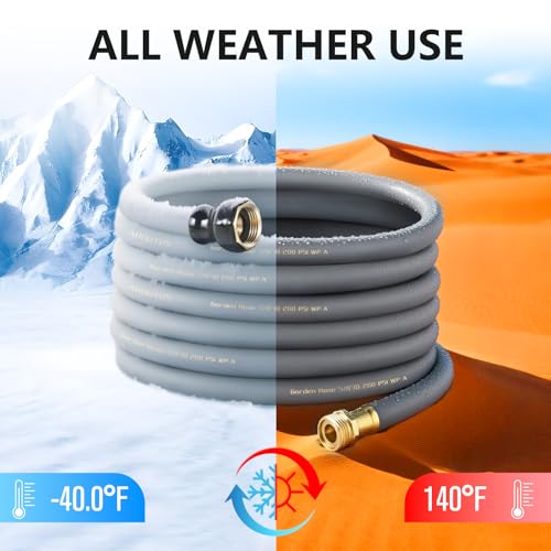 Garden Hose 5/8"x 50ft Brass Rubber Heavy Duty Water Hose 600 PSI Grey - color: Gray, size: 50FT