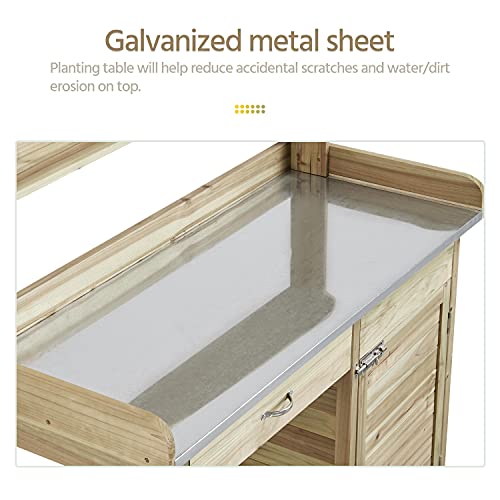 Yaheetech Potting Bench Outdoor Potting Table with Storage,Light Green - color: Light Green