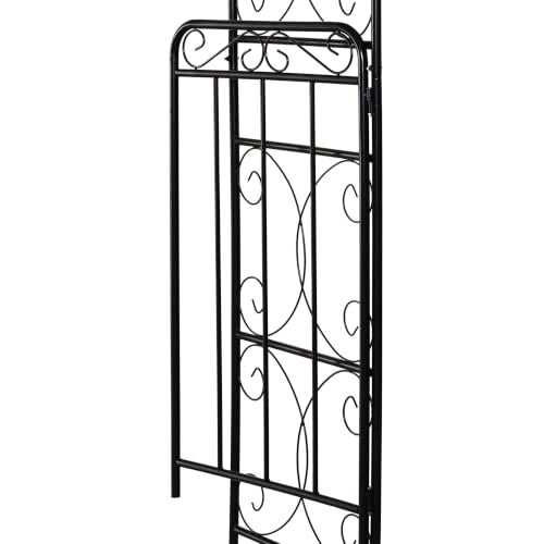Outsunny 84" Garden Arch Arbor with Gate Metal for Climbing Vines Black