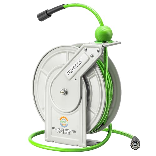 PWACCS Retractable Pressure Washer Hose Reel, 1/4" x 60ft