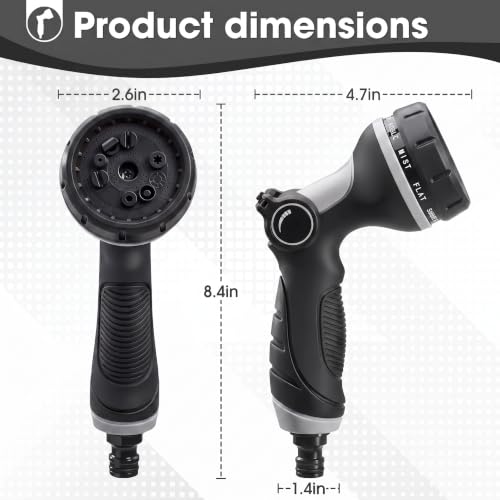 Garden Hose Nozzles,Hose Spray Nozzle with Adjustable 10 Watering Patterns - color: Black